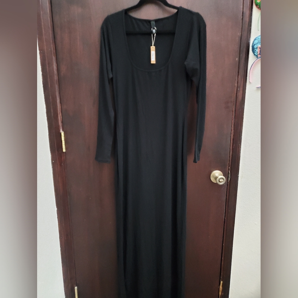 Skims Ribbed Long Sleeve Dress